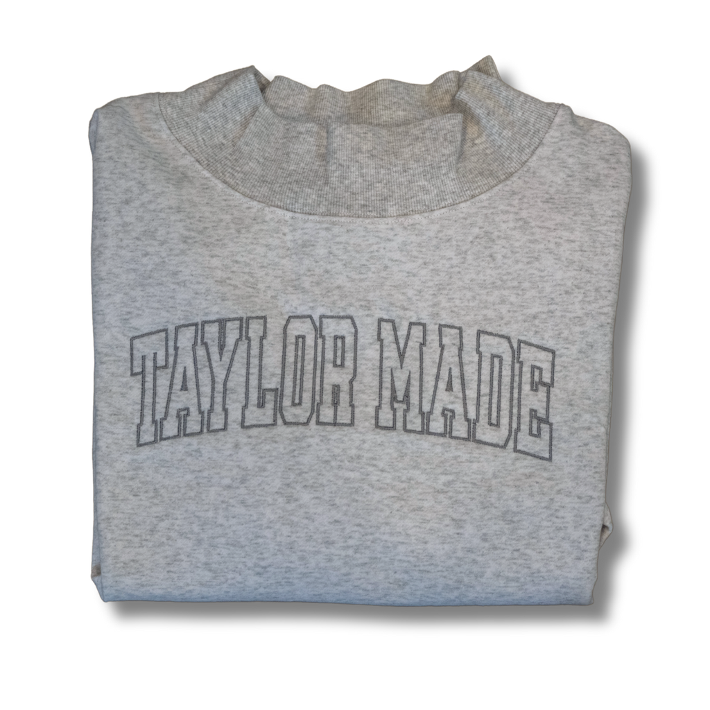 Taylor Made light gray mock-neck sweatshirt