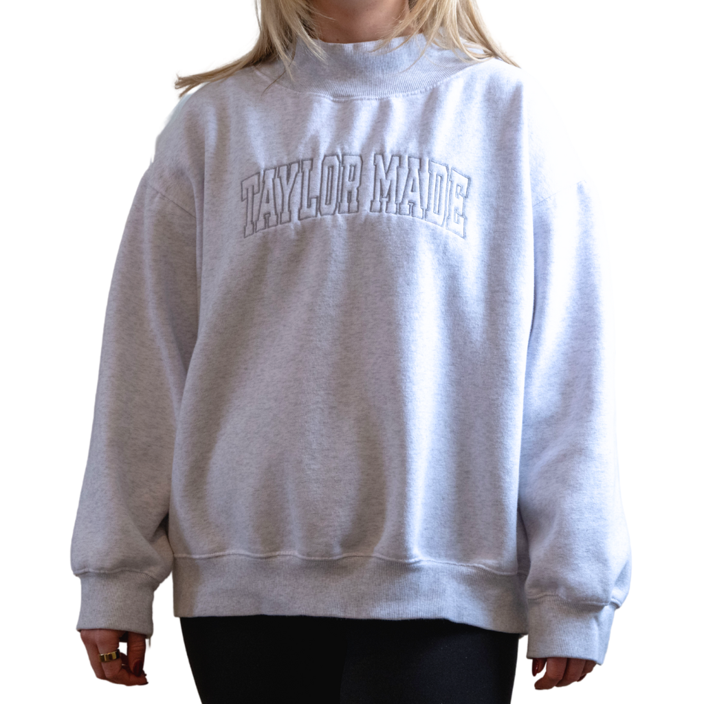 Taylor Made light gray mock-neck sweatshirt